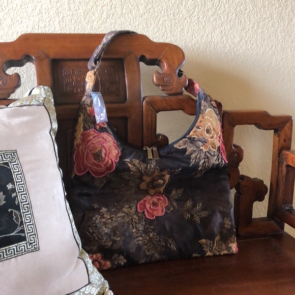 NWT Artisan hand beaded bag w/2 interchangeable dual snapped handles, long&short - Picture 5 of 7